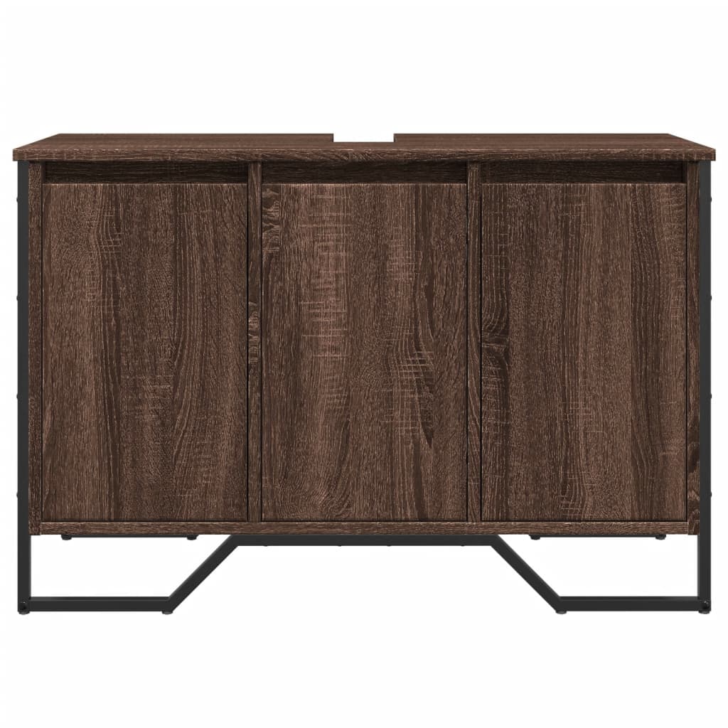 vidaXL Ντουλάπι Νιπτήρα Μπάνιου Καφέ Δρυς 91x35x60 εκ. Επεξ. Ξύλο