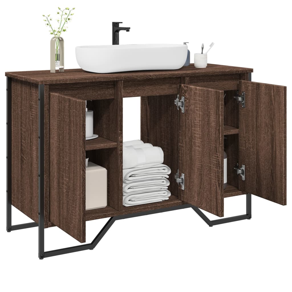 vidaXL Ντουλάπι Νιπτήρα Μπάνιου Καφέ Δρυς 91x35x60 εκ. Επεξ. Ξύλο
