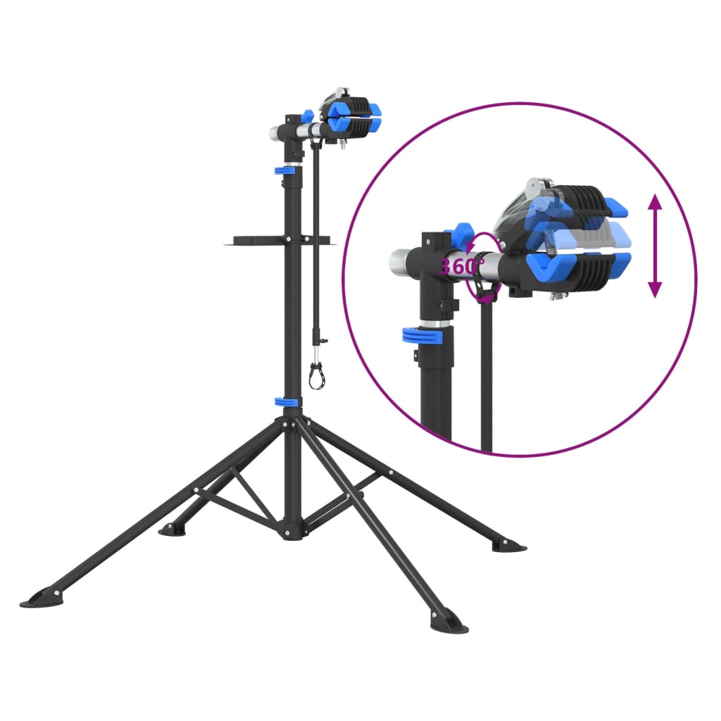vidaXL Βάση Επισκευής Ποδηλάτων Πτυσ. Ρυθ. Μπλε 108-188 εκ Ατσάλι