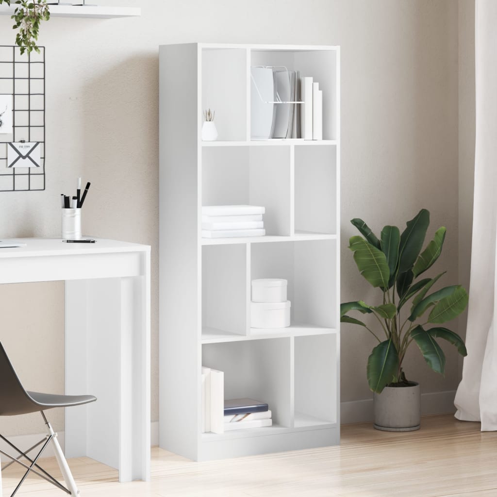 vidaXL Βιβλιοθήκη Λευκή 57 x 28,5 x 141 εκ. από Επεξεργασμένο Ξύλο