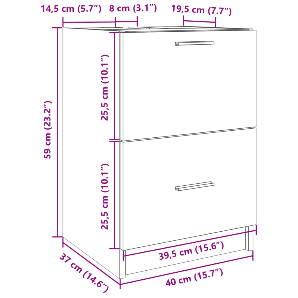 vidaXL Ντουλάπι Νιπτήρα Λευκό 40x37x59 εκ. Επεξεργασμένο Ξύλο