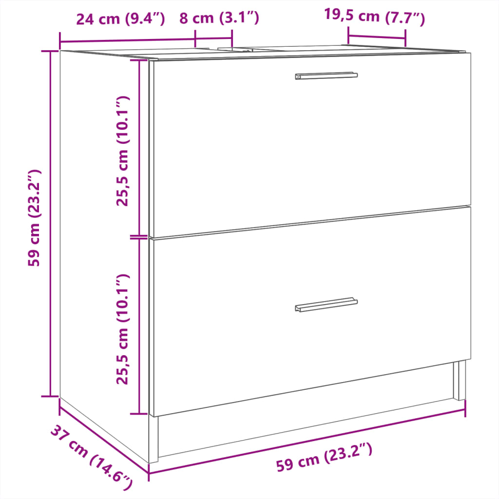 vidaXL Ντουλάπι Νιπτήρα Γκρι του Σκυροδέματος 59x37x59 εκ. Επεξ. Ξύλο