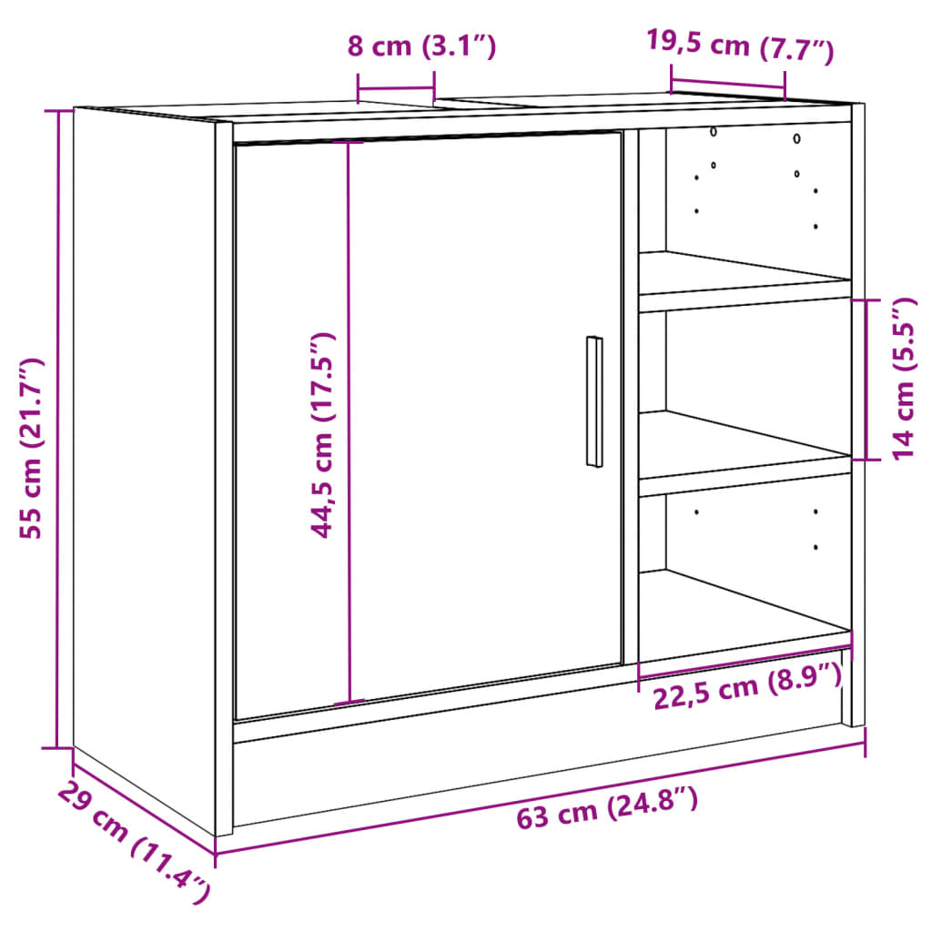 vidaXL Ντουλάπι Νιπτήρα Λευκό 63x29x55 εκ. Επεξ. Ξύλο