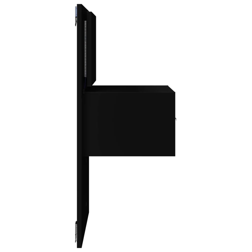 vidaXL Κομοδίνο Επιτοίχιο με Φώτα LED Μαύρο