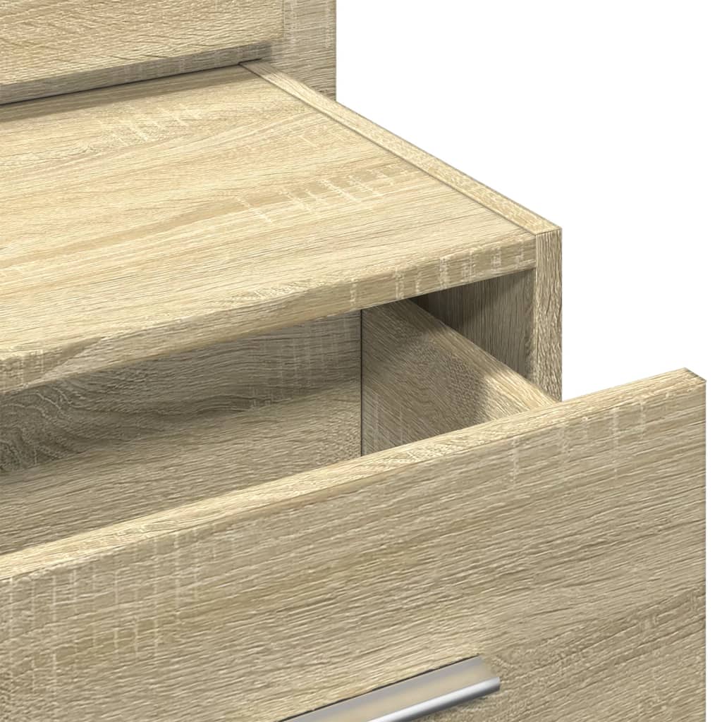 vidaXL Κομοδίνο Επιτοίχιο με Φώτα LED Sonoma Δρυς