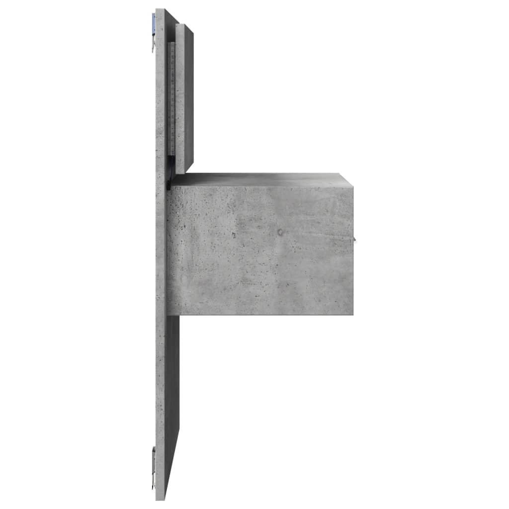 vidaXL Κομοδίνο Επιτοίχιο με Φώτα LED Γκρι Σκυροδέματος