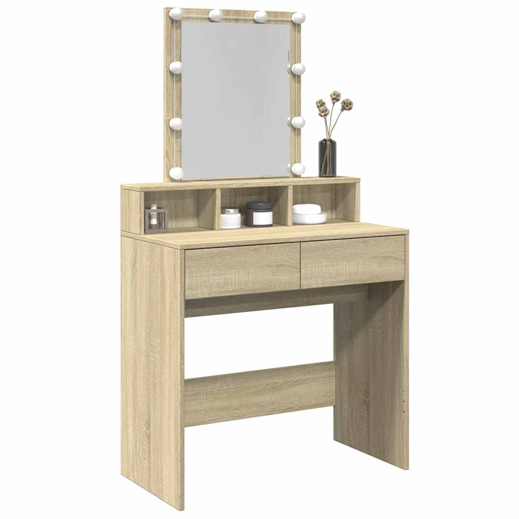 vidaXL Μπουντουάρ με LED Sonoma Δρυς 80x41x144,5 εκ.