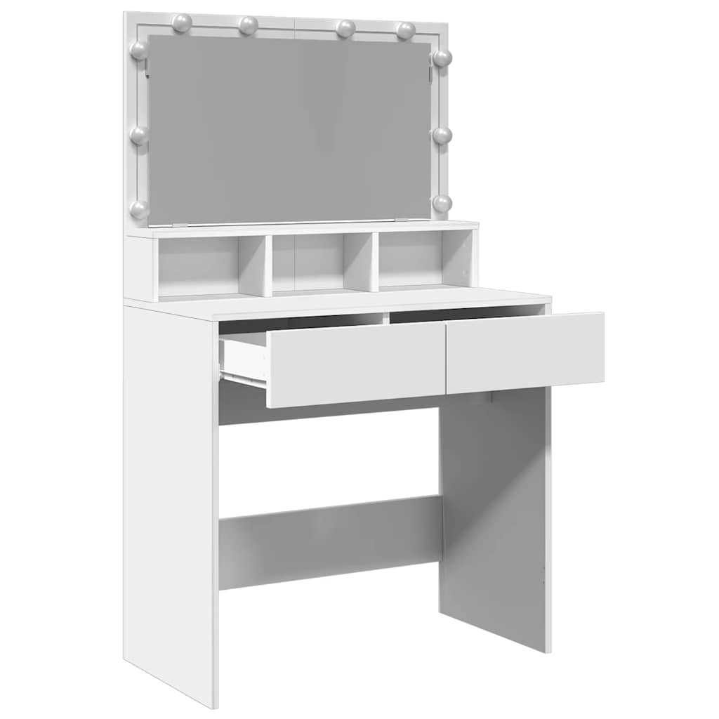 vidaXL Μπουντουάρ με LED Λευκό 80x41x144,5 εκ.