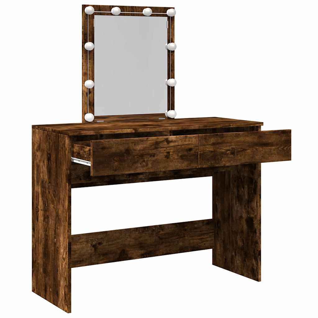 vidaXL Μπουντουάρ με LED Καπνιστή Δρυς 100x40x130 εκ.