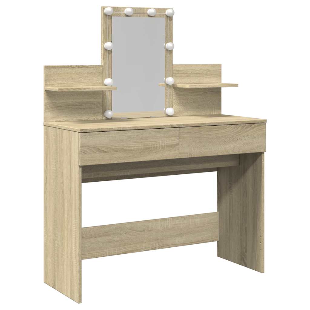 vidaXL Μπουντουάρ με LED Sonoma Δρυς 100x40x130 εκ.