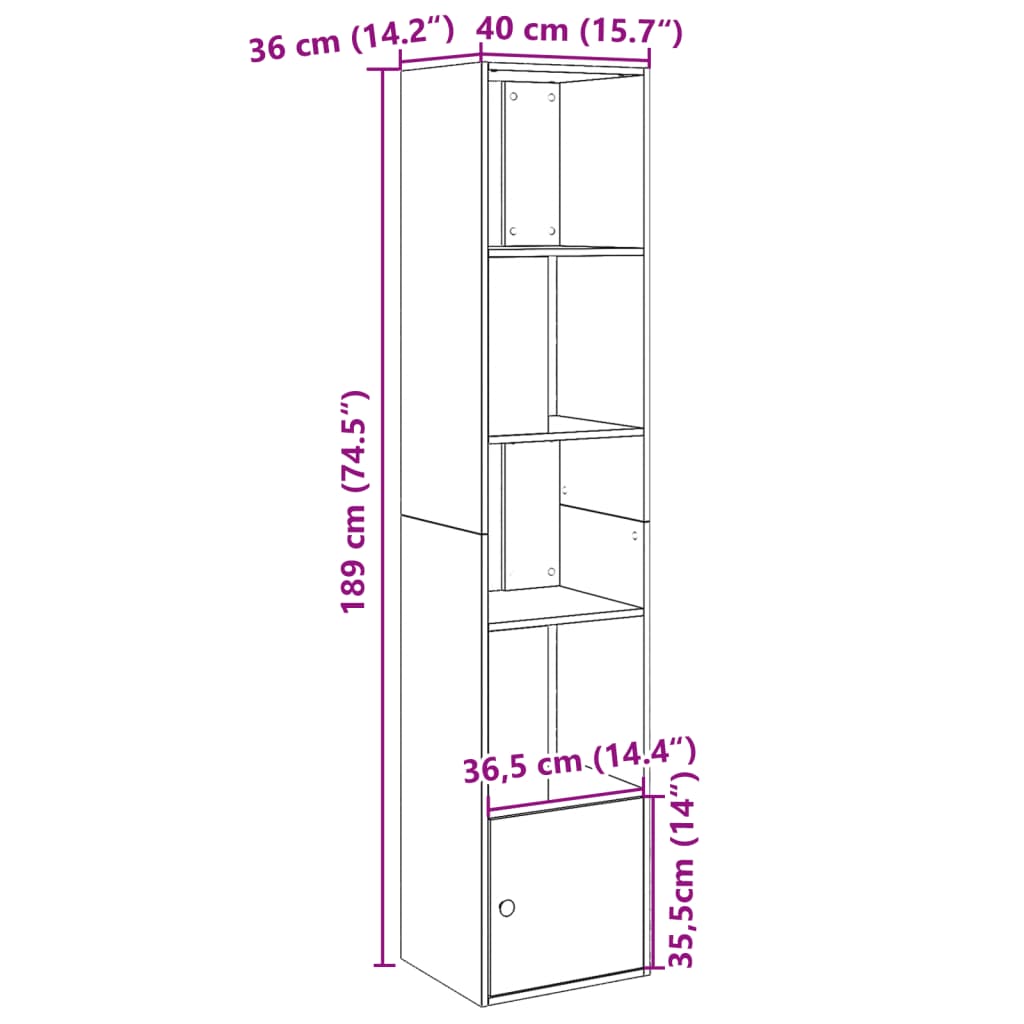 vidaXL Βιβλιοθήκη Sonoma Δρυς 40x36x189 εκ. από Επεξεργασμένο Ξύλο