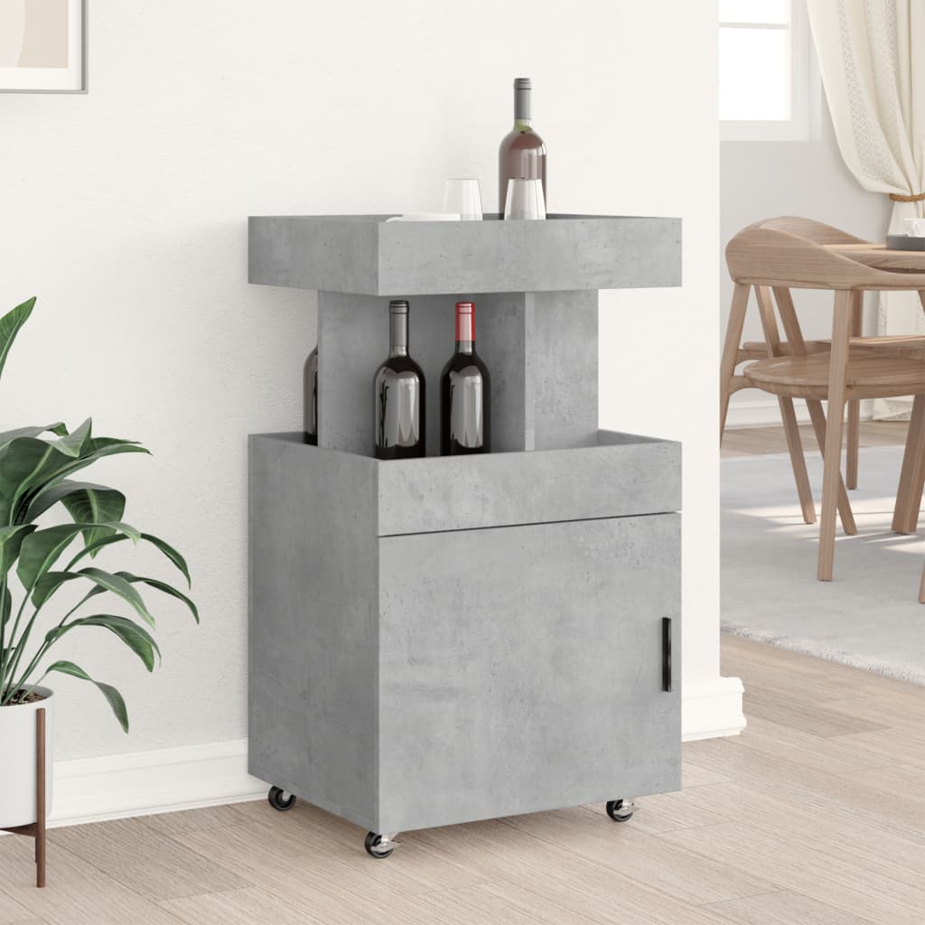vidaXL Τρόλεϊ Μπαρ Γκρι Σκυροδέματος 50x41x89 εκ. Επεξ. Ξύλο