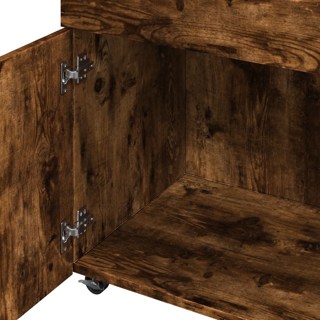 vidaXL Τρόλεϊ Μπαρ Καπνιστή Δρυς 50x41x89 εκ. Επεξ. Ξύλο