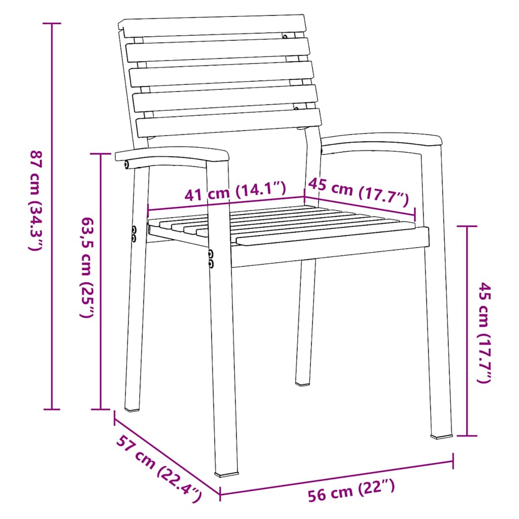 vidaXL Σετ Κήπου 5 Τεμαχίων από Στερεό Ξύλο Ακακίας και Μέταλλο