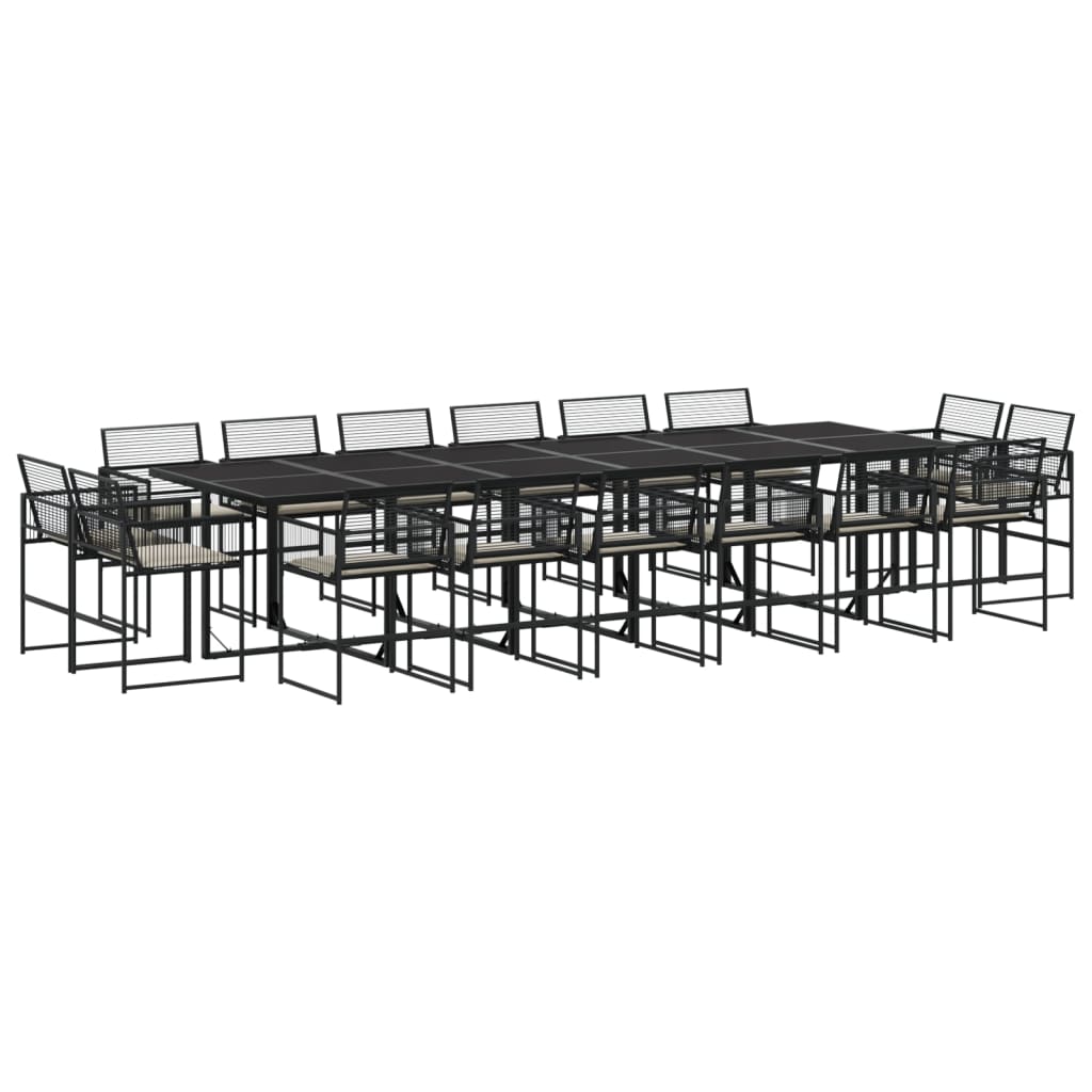 vidaXL Σετ Τραπεζαρίας Κήπου 17 τεμ Μαύρο από Συνθ. Ρατάν με Μαξιλάρια
