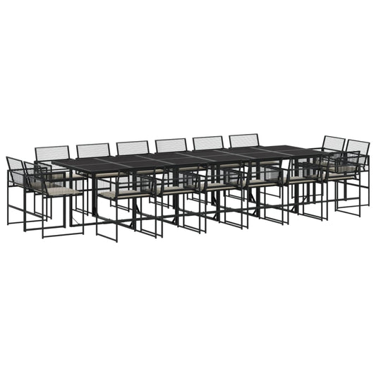 vidaXL Σετ Τραπεζαρίας Κήπου 17 τεμ Μαύρο από Συνθ. Ρατάν με Μαξιλάρια