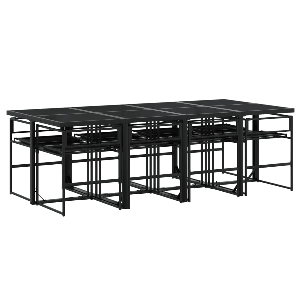 vidaXL Σετ Τραπεζαρίας Κήπου 9 τεμ. Μαύρο από Textilene με Μαξιλάρια