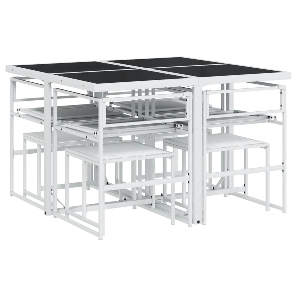 vidaXL Σετ Τραπεζαρίας Κήπου 9 τεμ. Λευκός από Textilene με Μαξιλάρια