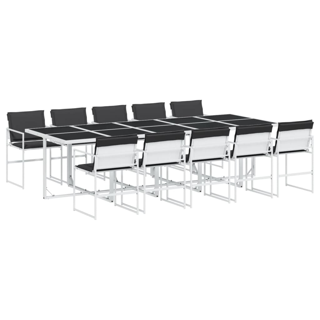 vidaXL Σετ Τραπεζαρίας Κήπου 11 τεμ. Λευκός από Textilene με Μαξιλάρια