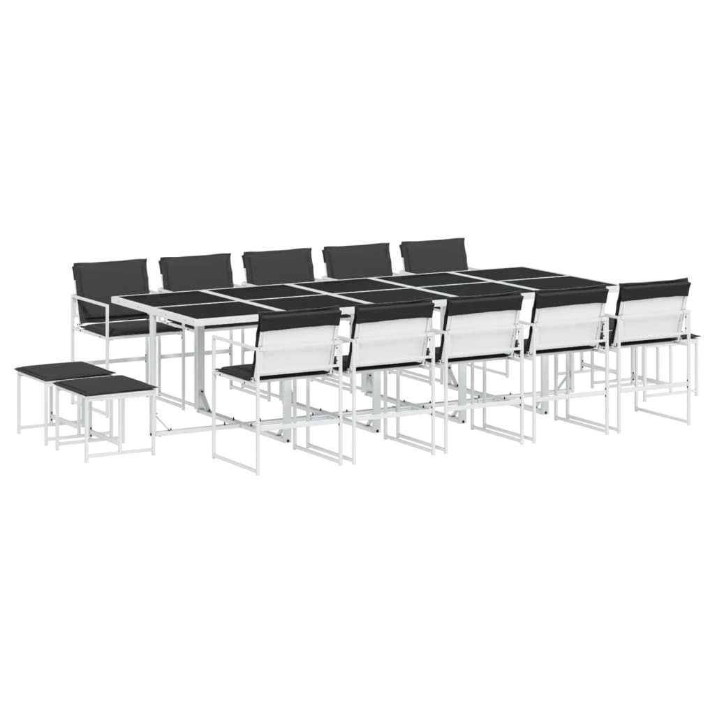 vidaXL Σετ Τραπεζαρίας Κήπου 15 τεμ. Λευκός από Textilene με Μαξιλάρια