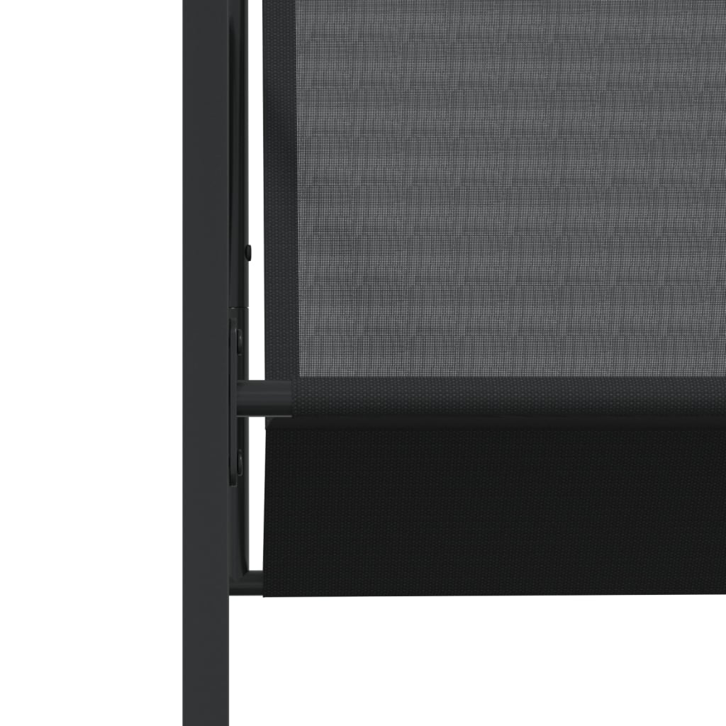 vidaXL Σετ Τραπεζαρίας Κήπου 7 Τεμαχίων Μαύρο από Ατσάλι & Textilene