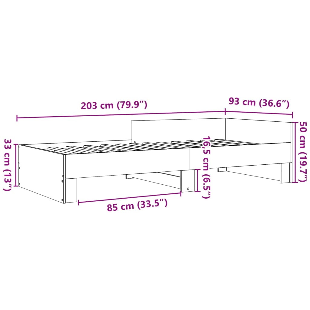 vidaXL Πλαίσιο Κρεβατιού Γκρι Sonoma 90x200 εκ. Επεξεργασμένο Ξύλο