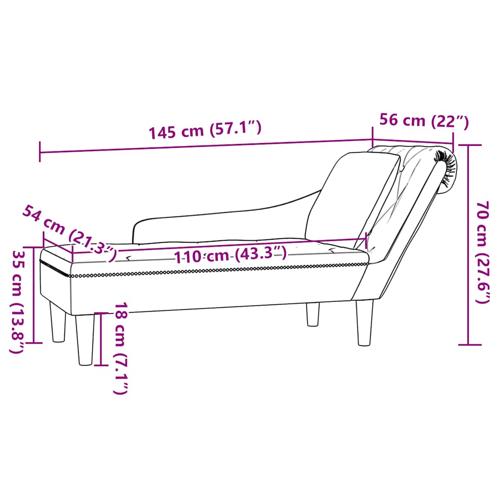 vidaXL Ανάκλιντρο Σκούρο Γκρι Υφασμάτινο με Μαξιλάρι και Βελούδινο