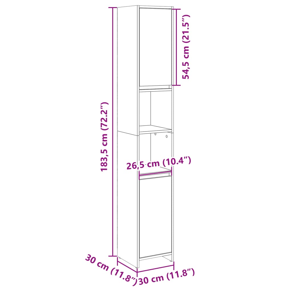 vidaXL Στήλη Μπάνιου Sonoma Δρυς 30 x 30 x 183,5 εκ. από Ξύλο