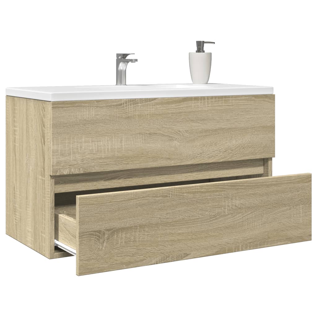 vidaXL Ντουλάπι Νιπτήρα Sonoma Δρυς 80 x 38,5 x 45 εκ. από Επεξ. Ξύλο