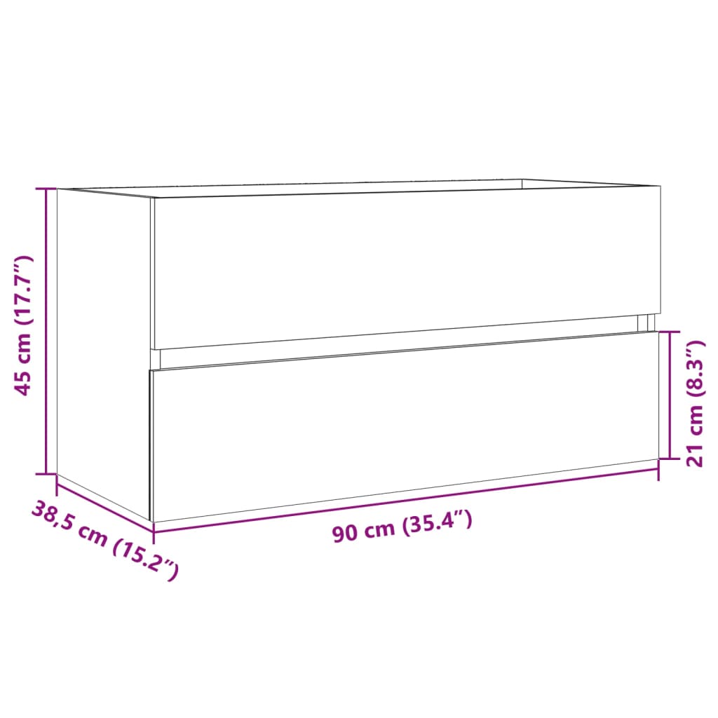 vidaXL Ντουλάπι Νιπτήρα Sonoma Δρυς 90 x 38,5 x 45 εκ. από Επεξ. Ξύλο