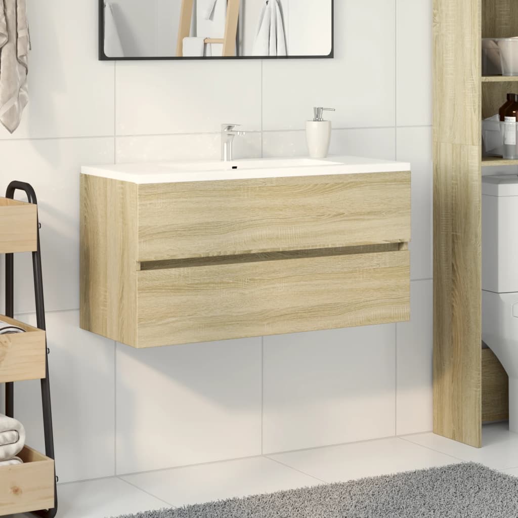 vidaXL Ντουλάπι Νιπτήρα Sonoma Δρυς 90 x 38,5 x 45 εκ. από Επεξ. Ξύλο