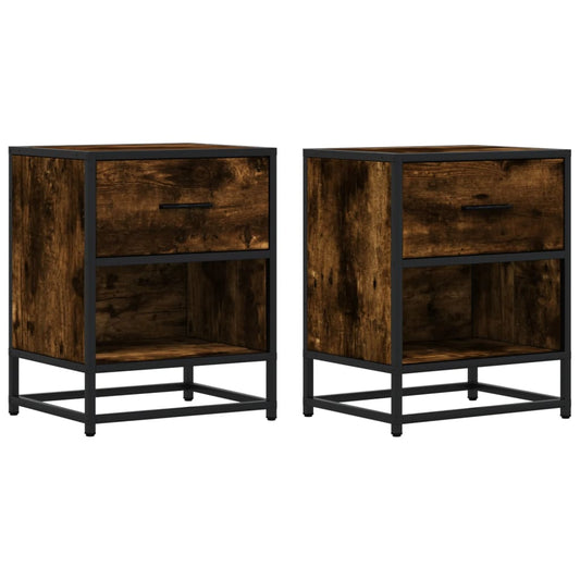 vidaXL Κομοδίνα 2 τεμ. Καπνιστή Δρυς 40x31x50 εκ. Επεξεργασμένο Ξύλο