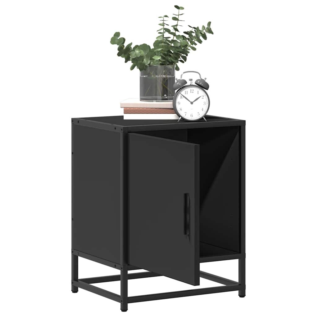 vidaXL Κομοδίνο Μαύρο 40x31x50 cm Κατασκευασμένο ξύλο και μέταλλο