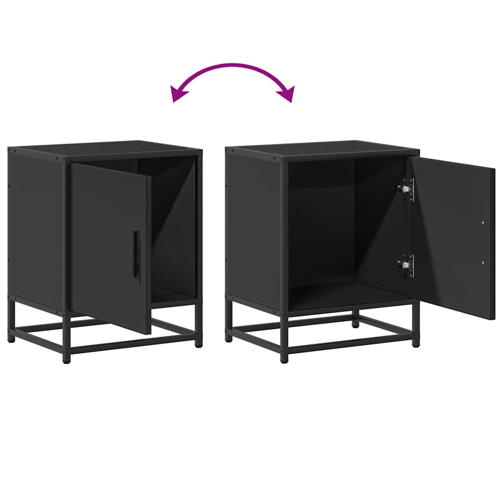 vidaXL Κομοδίνο Μαύρο 40x31x50 cm Κατασκευασμένο ξύλο και μέταλλο