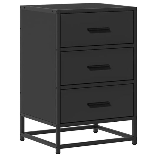 vidaXL Κομοδίνο Μαύρο 40x34,5x60 cm Κατασκευασμένο ξύλο και μέταλλο