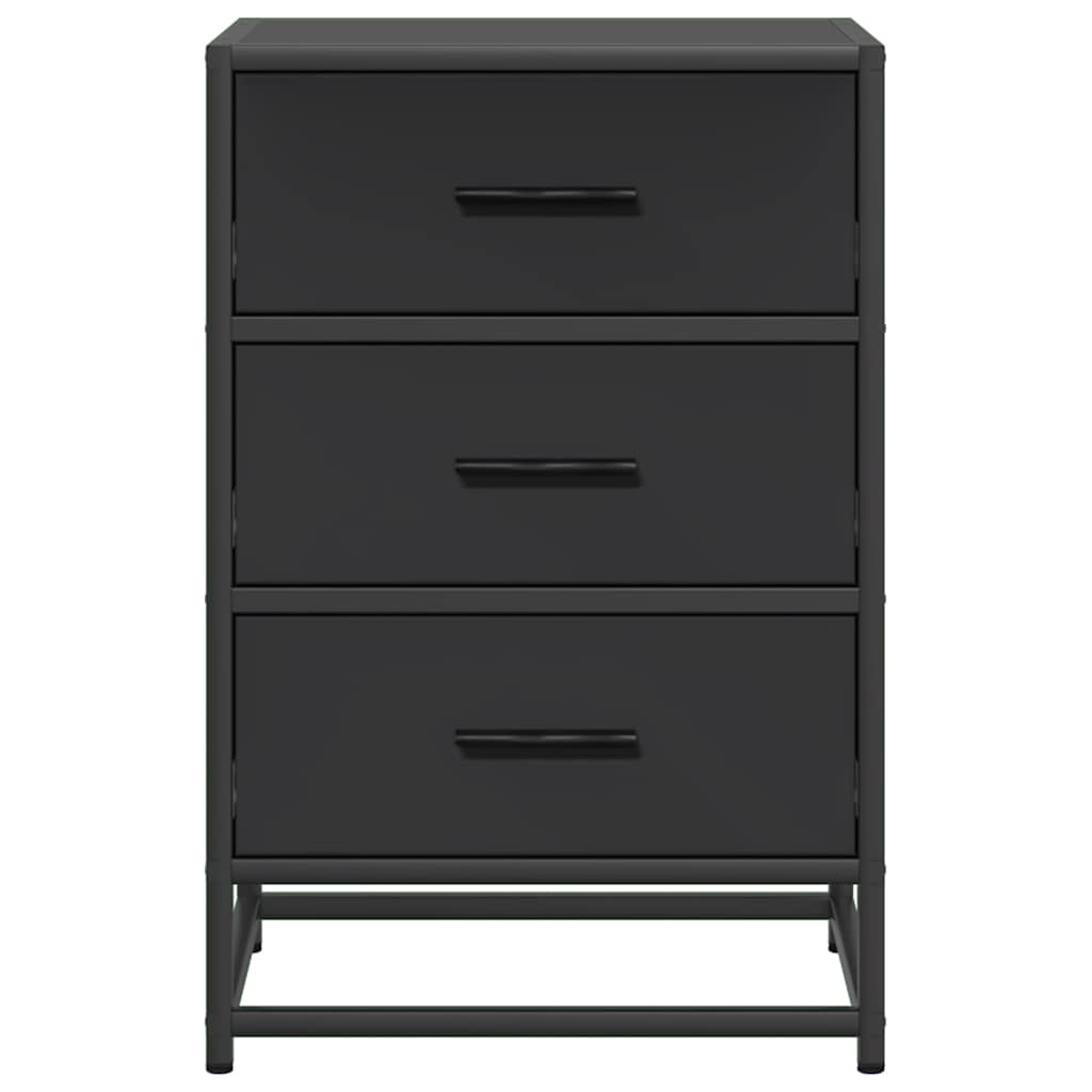 vidaXL Κομοδίνο Μαύρο 40x34,5x60 cm Κατασκευασμένο ξύλο και μέταλλο