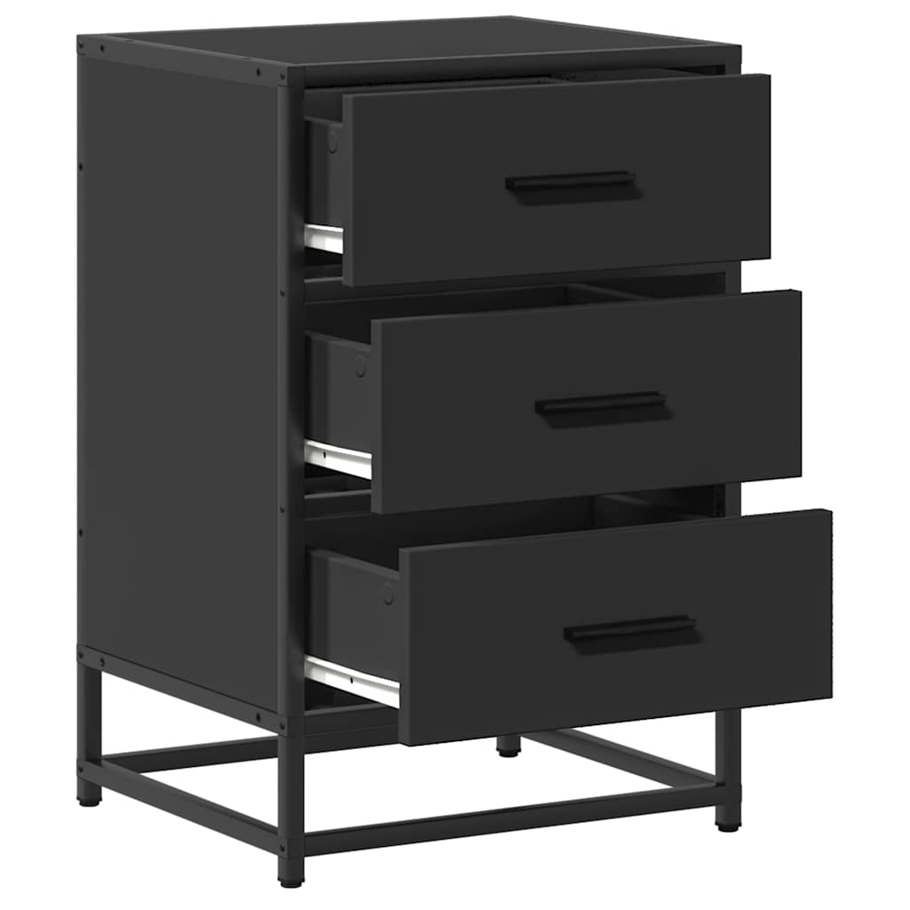 vidaXL Κομοδίνο Μαύρο 40x34,5x60 cm Κατασκευασμένο ξύλο και μέταλλο