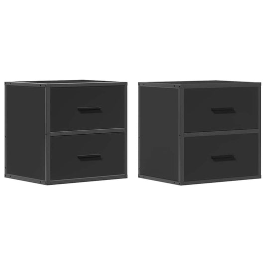 vidaXL Επιτοίχια κομοδίνα 2 τεμάχια Μαύρο 40x31x39,5 cm