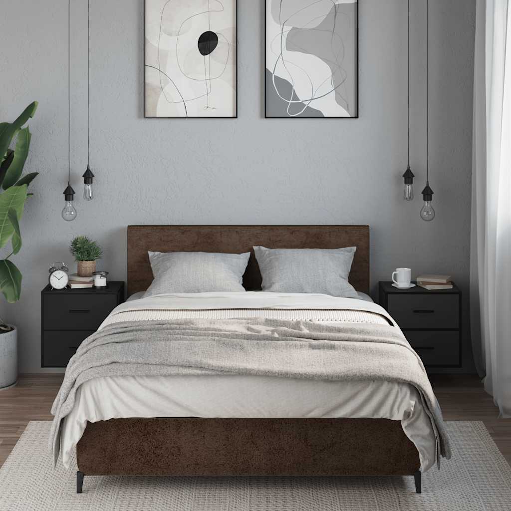 vidaXL Επιτοίχια κομοδίνα 2 τεμάχια Μαύρο 40x31x39,5 cm