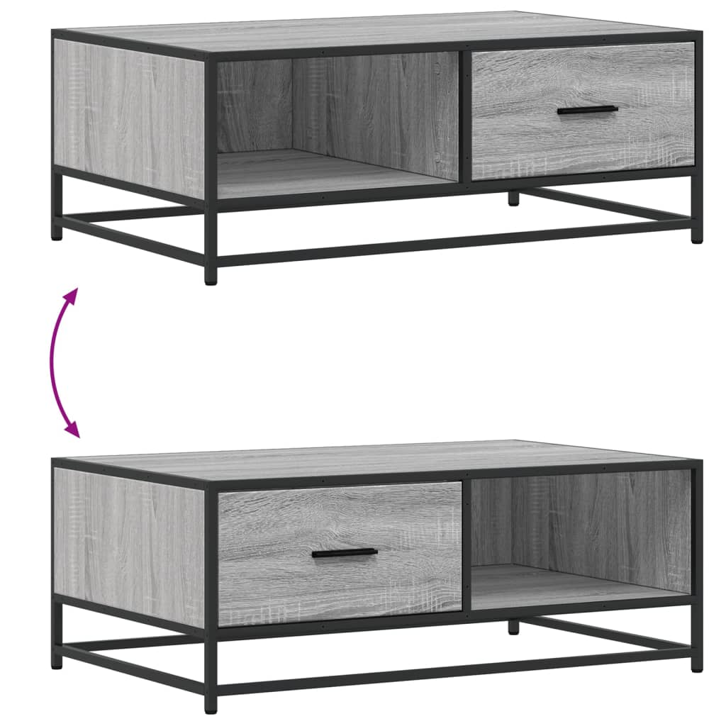 vidaXL Τραπεζάκι Σαλονιού Γκρι Sonoma 90x57x35 εκ. Επεξ. Ξύλο/Μέταλλο