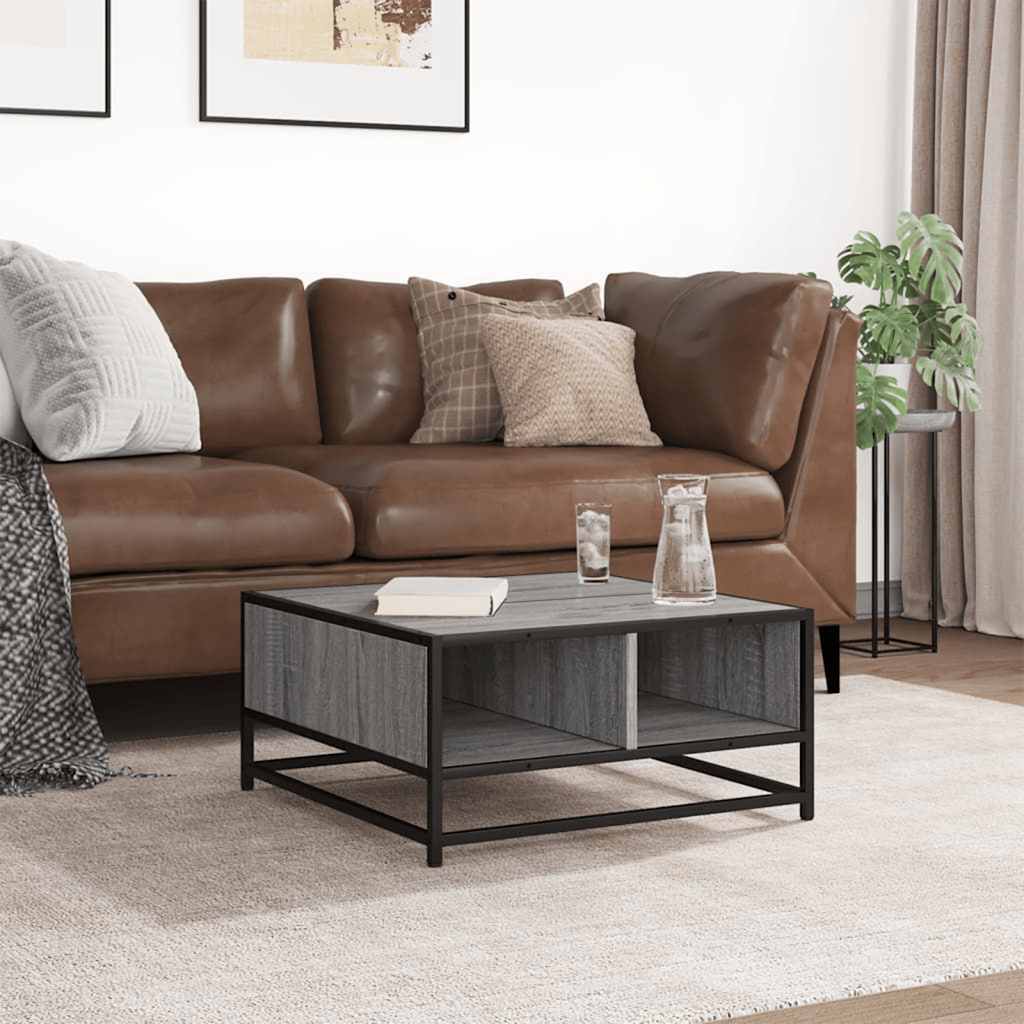 vidaXL Τραπεζάκι Σαλονιού Γκρι Sonoma 60,5x60,5x30εκ Επεξ.Ξύλο/Μέταλλο