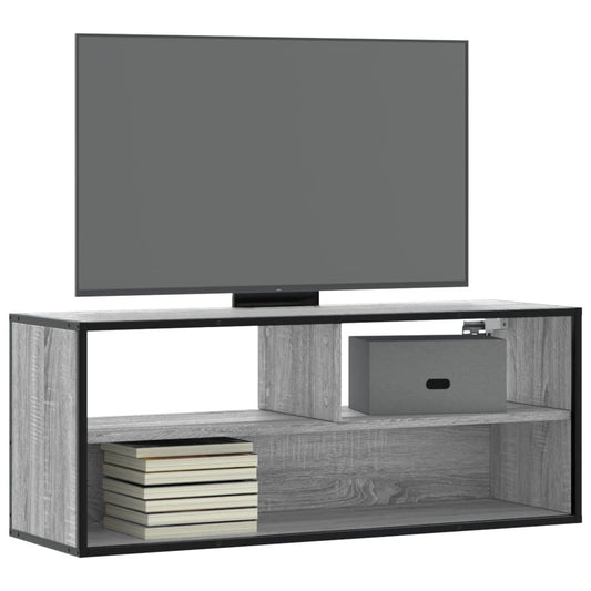vidaXL Έπιπλο Τηλεόρασης Γκρι Sonoma 100x31x39,5 εκ. Επεξ.Ξύλο/Μέταλλο