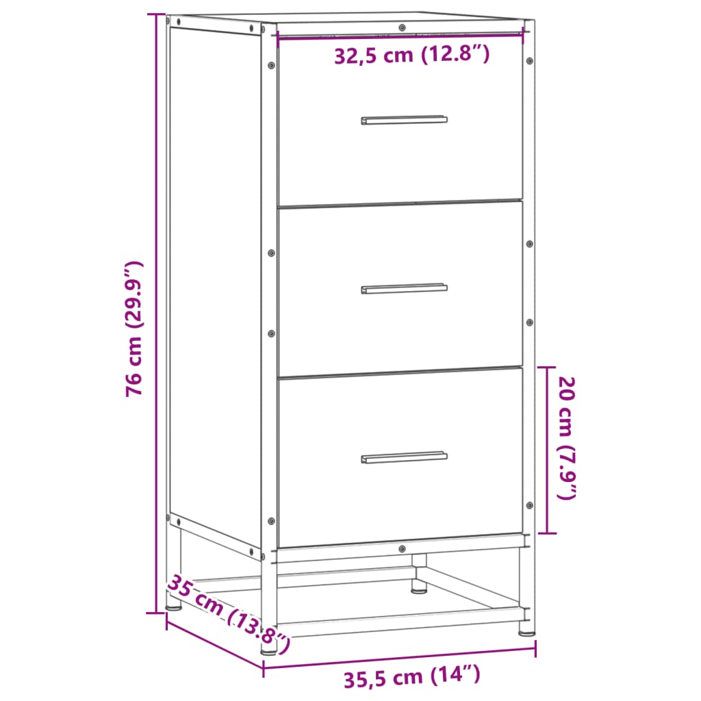 vidaXL Ραφιέρα Καπνιστή Δρυς 35,5x35x76 εκ. Επεξ. Ξύλο + Μέταλλο