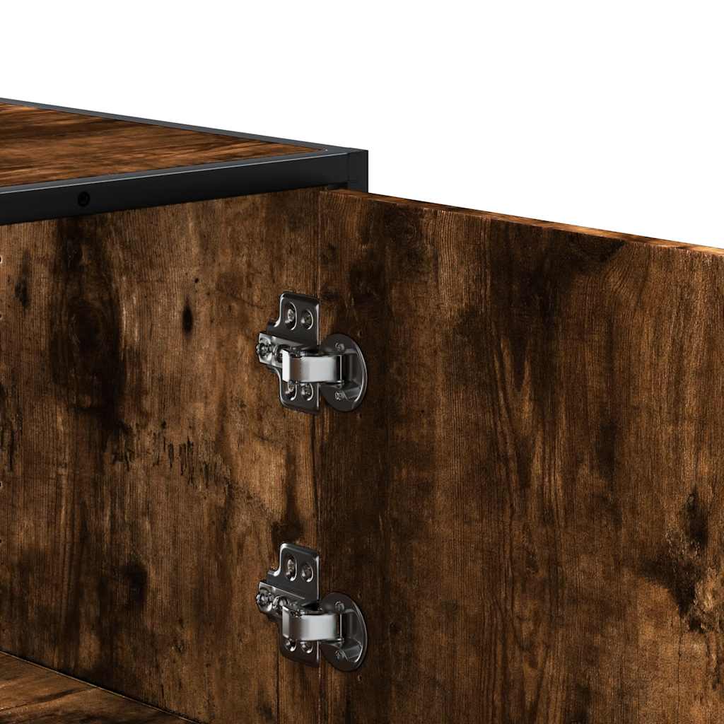 vidaXL Highboard Καπνιστή δρυς 68x35x139 cm Κατασκευασμένο ξύλο