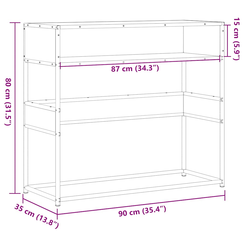 vidaXL Τραπέζι Κονσόλα Sonoma Δρυς 90x35x80 εκ. Επεξεργασμένο Ξύλο