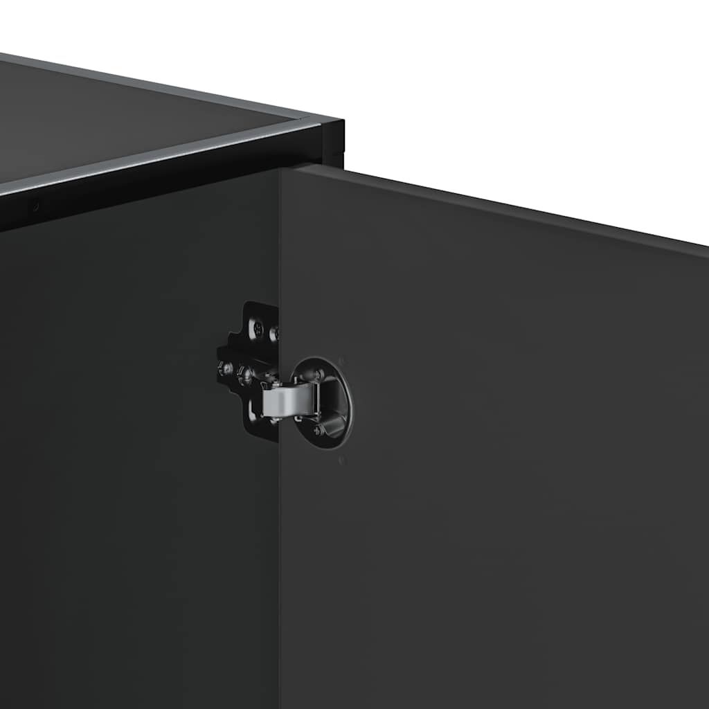 Παγκάκι παπουτσιών vidaXL Μαύρο Κατασκευασμένο ξύλο και μέταλλο