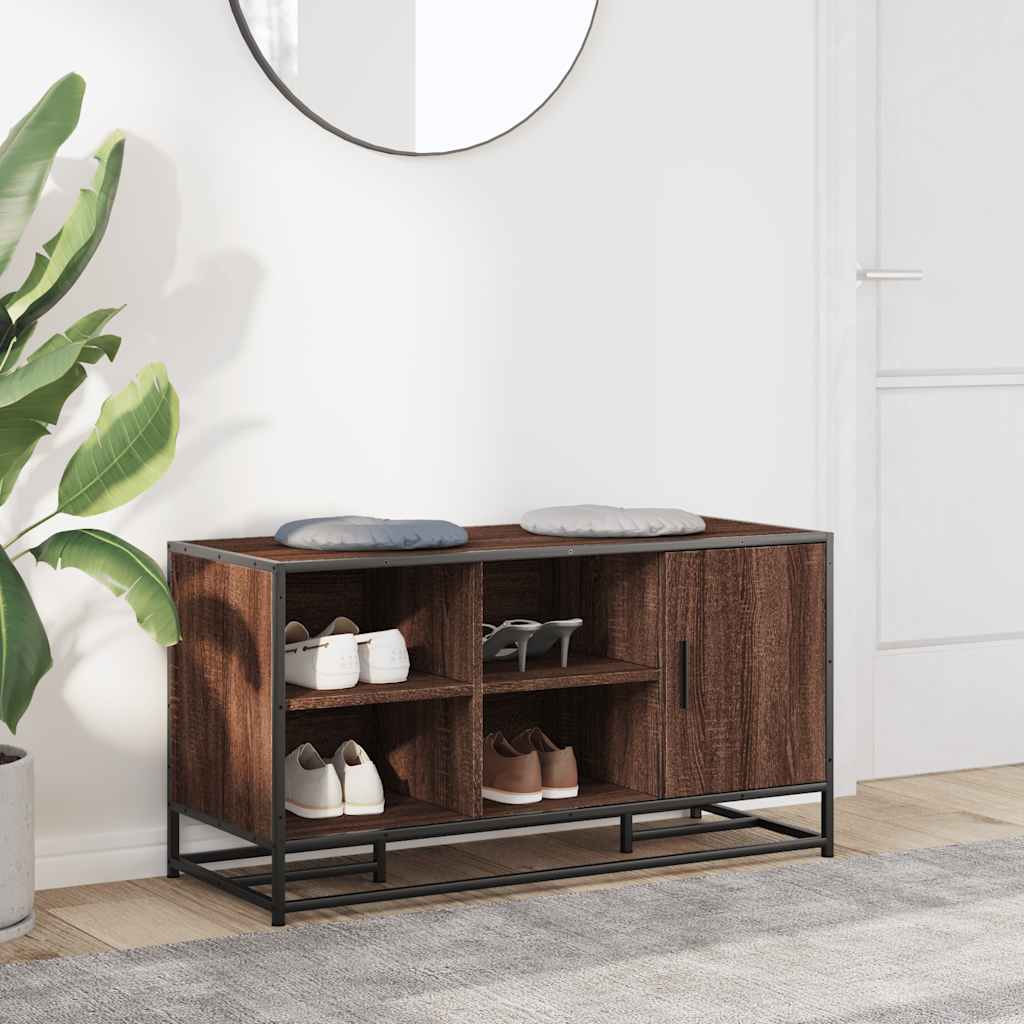 vidaXL Πάγκος παπουτσιών καφέ δρυς 100x40x53,5 cm