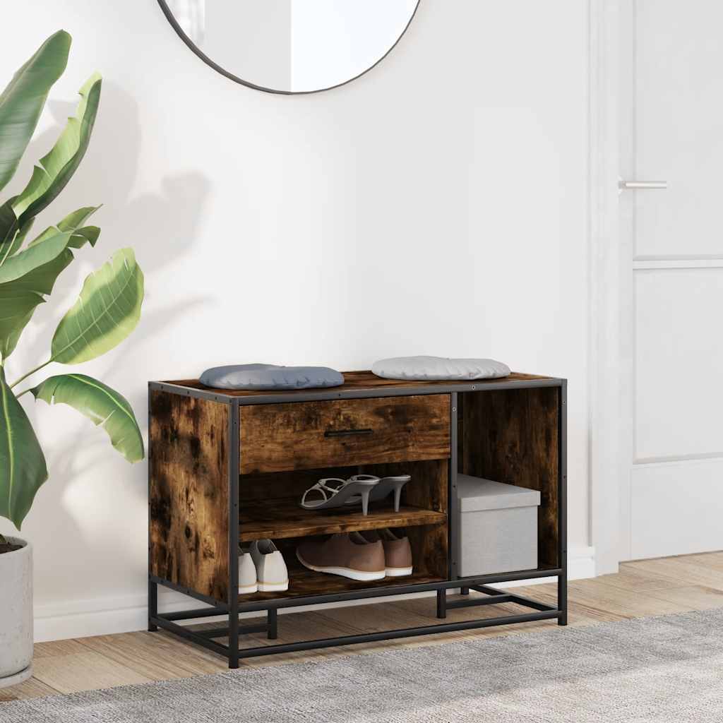 Πάγκος παπουτσιών vidaXL Καπνιστή βελανιδιά 80x40x53,5 cm