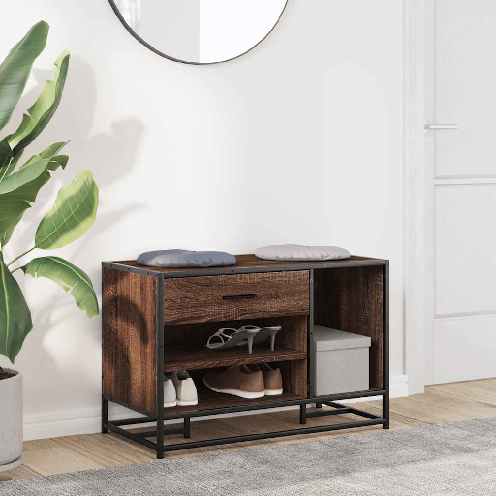 vidaXL Πάγκος παπουτσιών καφέ δρυς 80x40x53,5 cm