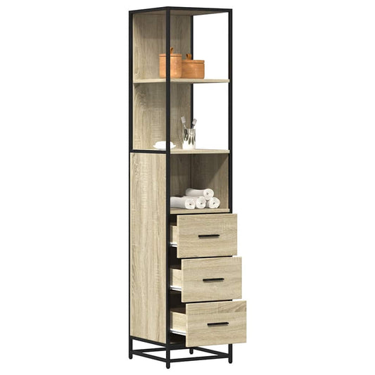 vidaXL Ντουλάπι μπάνιου Sonoma Oak 35x37,5x166 cm Κατασκευασμένο ξύλο